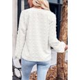 thumbnail image 5 of Solid Color Split V Neck Swiss Dot Long Sleeve Blouse for Women White Large, 5 of 5