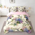 thumbnail image 3 of Manfei Cute Hydrangea Flower Queen Bedding, Chic Blossom Hummingbird Bedding Comforter Set Queen, Pink Blue Cream Green 7pcs, 3 of 6