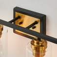 thumbnail image 3 of KAWOTI 30 in. 4-Light Black and Brass Vanity Light with Clear Glass Shades, 3 of 8