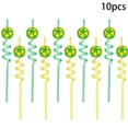 thumbnail image 2 of 10-Count Reusable Brazil Soccer Theme Spiral Drinking Straws, Decorative Football Series Beverage Accessories for National Sports Events and Parties Drinking Straws #B1 Green_021, 2 of 8