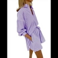 thumbnail image 3 of Conjuntos de Verano de 2 Piezas para Mujer: Camisetas A Rayas con Mangas Abullonadas y Botones, Pantalones Cortos A Juego y Conjuntos Casuales Púrpura S, 3 of 8