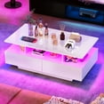 Dextrus Modern Coffee Table with Storage, High Glossy LED Center Tables