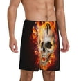 thumbnail image 2 of Naloa Satanic Skull Men's Short Pajama Pants, Lounge Comfort Shorts with Elasticized Waistband and Side Pockets - Large, 2 of 9