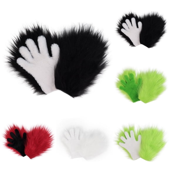DHFJKG Furry Animal Paw Gloves For Adult, Cat Claw Gloves, Multicolor Plush Paw Mittens For Halloween Party Accessories