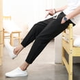 thumbnail image 2 of Mens Cotton And Solid Color Casual Pants Japanese Sports Slim Pants Feet Mens Scrub Pants with Pockets, 2 of 4