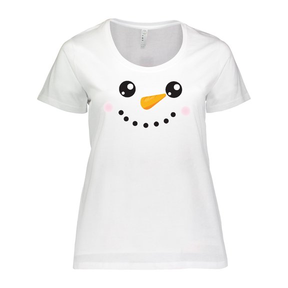 Inktastic Christmas Snowman, White Snowman, Carrot Nose Women's Plus Size T-Shirt