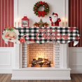 thumbnail image 2 of Red Black Santa Christmas Fireplace Mantle Scarf, Plaid Xmas Snowflake Winter Farmhouse Mantel Cover Table Runner for Home Living Room Door Window, Indoor Outdoor Holiday Party Decor 17" x 70", 2 of 8