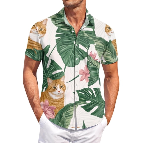 Hawaiian Shirt For Men Short Sleeve Casual Button-Down Floral Print Shirts for Beach Vacation Party