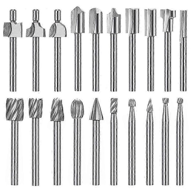 Juego de 20 brocas de grabado de carburo HSS para fresadora, vástago de 1/8 de pulgada (3 mm), para herramientas rotativas.