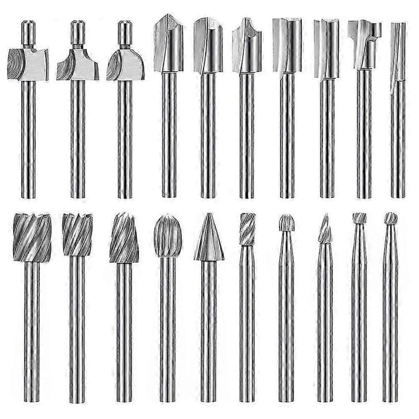 Juego de 20 brocas de grabado de carburo HSS para fresadora, vástago de 1/8 de pulgada (3 mm), para herramientas rotativas.