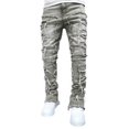 thumbnail image 1 of 3 estilos hombres elástico rasgado ajustado Biker bordado estampado Jeans desgastado agujero tapado Slim Fit Denim rayado alta calidad Jean, 1 of 5