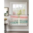 thumbnail image 2 of Sheer Curtains 54 Inch Length 2 Panels Set for Kitchen, Peach Blue Ombre Semi Sheer Curtains for Windows, Abstract Modern Art Fluid Striped Voile Window Treatments Rod Pocket Curtain, 2 of 7