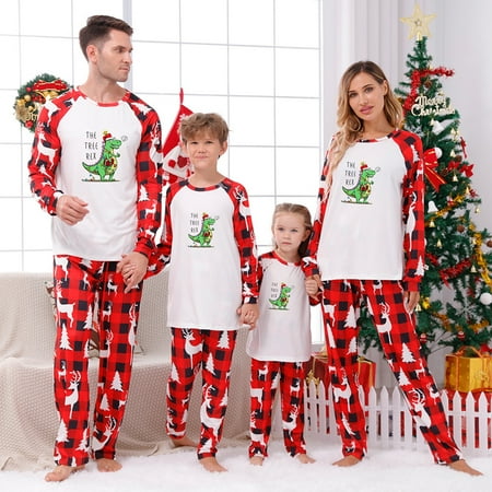 

Christmas Snowman Tops and Plaid Trousers Parent-child Pajamas Set