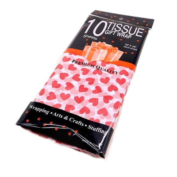 10 Sheets Love Valentine's Day Tissue Paper for DIY Handmade Craft, 50x66CM Gift Wrapping Paper Flowers Packing Wedding Party Decor Supplies, 17g Thin Copy Paper - Version A