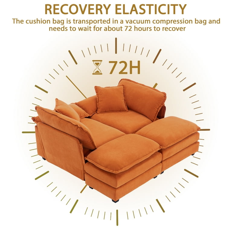 ZX Design 84.6'' Oversized Velvet Loveseat Couch, Modern Living