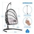 thumbnail image 3 of Dextrus Wicker Swing Egg Chair Hammock Hanging Chair Nest Basket with Stand, UV Resistant Removable & Washable Cushions,350LB Capacity - Black, 3 of 10