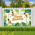 thumbnail image 6 of Yatrandify Tropical Design Happy Birthday Banner Decorative Pineapple Leaves Backdrop for Birthday Celebration Party, 6 of 7