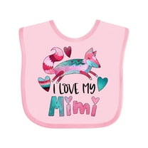 Inktastic I Love My Mimi Pink and Blue Fox with Hearts Boys or Girls Baby Bib