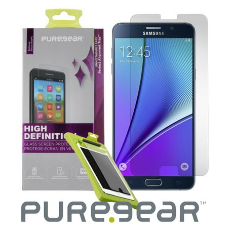 Note 5 Tempered Glass, PUREGEAR PURETEK HARD TEMPERED GLASS SCREEN PROTECTOR + EASY APPLICATION TRAY FOR SAMSUNG GALAXY NOTE