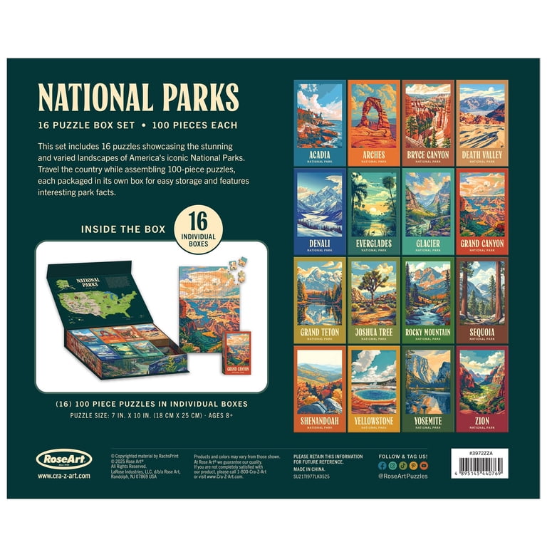 RoseArt National Parks Puzzle Box Set, 16 Puzzles photo 4