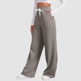 thumbnail image 4 of Arlun,Oversized Pants for Women Straight Wide Leg Elastic Waisted drawstring Sports Pants Baggy Solid Color Basic Simple Ladies Lounge Workout Trousers Khaki M, 4 of 8