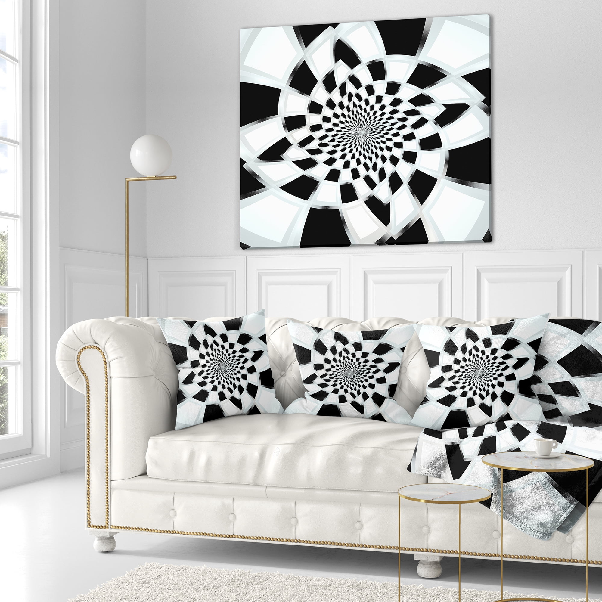 Designart Abstract Spiral Fractal Design - Abstract Throw Pillow - 16x16