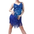 thumbnail image 1 of Faithtur Dames Robe Paillettes Irrégulière Multi-Couche Pompon Robe de Danse, 1 of 7