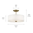 thumbnail image 5 of 43675NBR Kichler Lighting Shailene - 3 light Semi-Flush Mount - 14 inches wide-Natural Brass Finish, 5 of 5