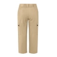 thumbnail image 4 of HADST Women's Cargo High Waisted Capri Button Closure Pants with Multiple Pockets Straight Leg for Casual & Outdoor Wear, 4 of 5