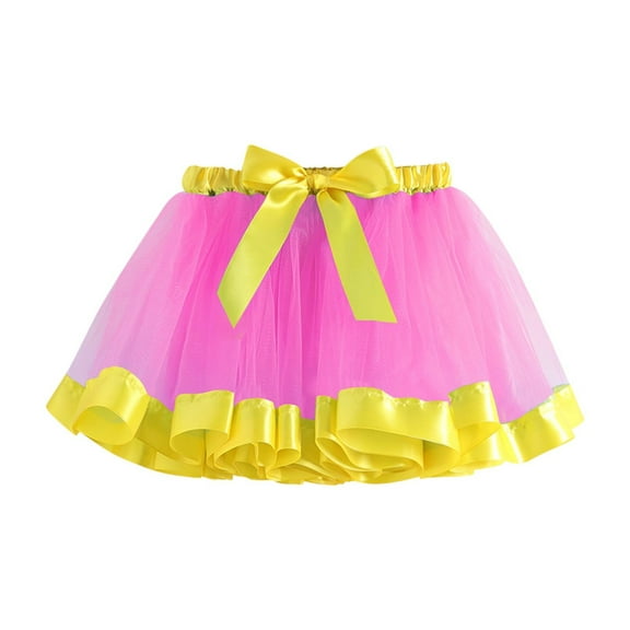 Efsteb Girls Tutu Skirt Toddler Kids Layered Elastic Princess Dress Birthday Photography Outfit (Pink,7 Years)