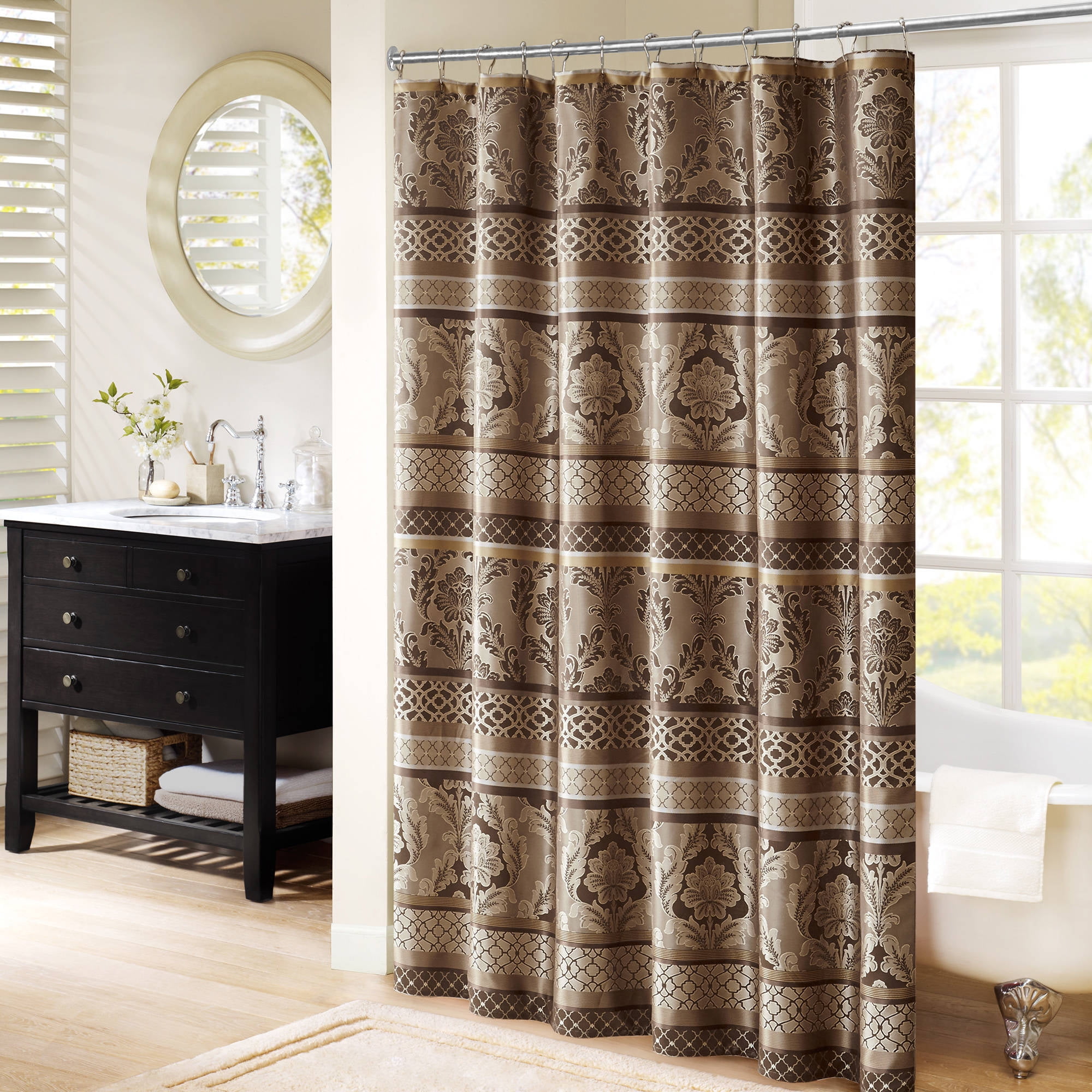 Mirage Polyester Jacquard Shower Curtain Taupe