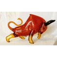 thumbnail image 1 of Figurine de Taureau en Verre Rouge/jaune, 1 of 1