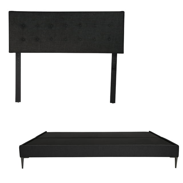 Box Base Cama Slim King Size+Cabecera Bilbao Negro
