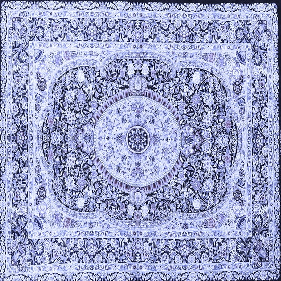 Ahgly Company Indoor Square Medallion Blue Traditional Area Rugs, 8' Square