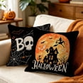 thumbnail image 4 of Halloween Throw Pillow Covers 18x18 Inch, Rustic Linen Decorative Square Pillowcases, Farmhouse Holiday Cushion Covers for Couch Sofa Living Room Bedroom Outdoor Home Decor, 4 of 5
