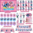 thumbnail image 2 of Pink Stitch Theme Party Decorations Set, Birthday Backdrop, Banner, Cake Toppers & Balloons Kit, 2 of 5