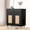 Black, variant on Cat Litter Box Furniture with Slot Row & Ventilation - Black/Wood Hidden Cabinet with Drawer, Versatile Entryway Storage