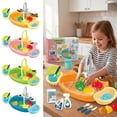 thumbnail image 4 of Play Sink with Running Water, Kitchen Play Sink Toy with Electric Faucet, 3-in-1 Dishwasher Playset & Fishing Game for Toddlers Kids, Animal-Themed, 4 of 11