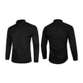 thumbnail image 2 of Camisa de manga larga de corte regular para hombre, camisa informal de negocios a la moda, de color sólido, ajustada, de manga larga, con botones, color negro, 2XL, 2 of 11