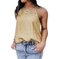 thumbnail image 4 of QAFOPEH Women Square Neck Sleeveless Lace Stitching Swiss Dot Printed Scoop Hem Top, 4 of 5
