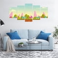 thumbnail image 4 of Forest 5 Panels Acrylic Glass Wall Art, Fantasy Cartoon Landscape Colorful Trees Country Panorama Trees Hills Abstraction, Accent for Living Room, Bedroom, Dorm, 60" x 30", Multicolor, by Ambesonne, 4 of 5