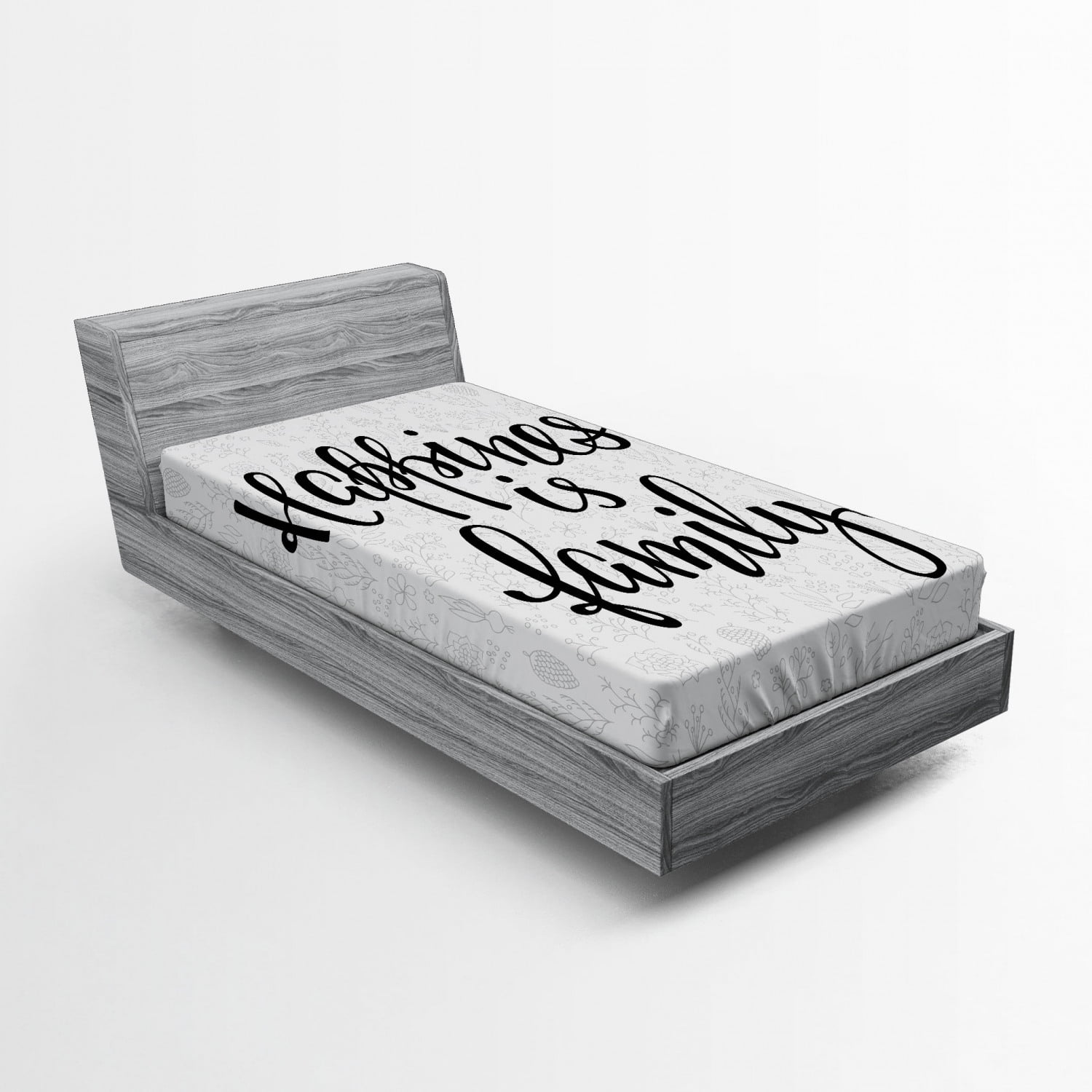 Family Fitted Sheet, Happiness is Family Hand Writing Inspirational