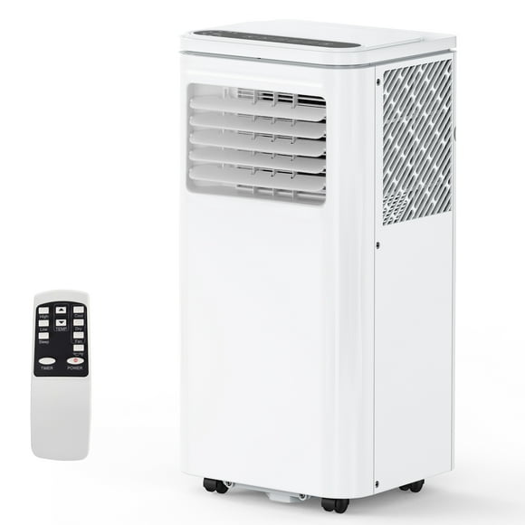 Aire Acondicionado Portátil 10000 BTU – 3 en 1: Frío Rápido, Deshumidificador y Ventilador – Silencioso – Mando – Pantalla LED – Temporizador 24H – Kit de Ventana – 42 m² – Blanco