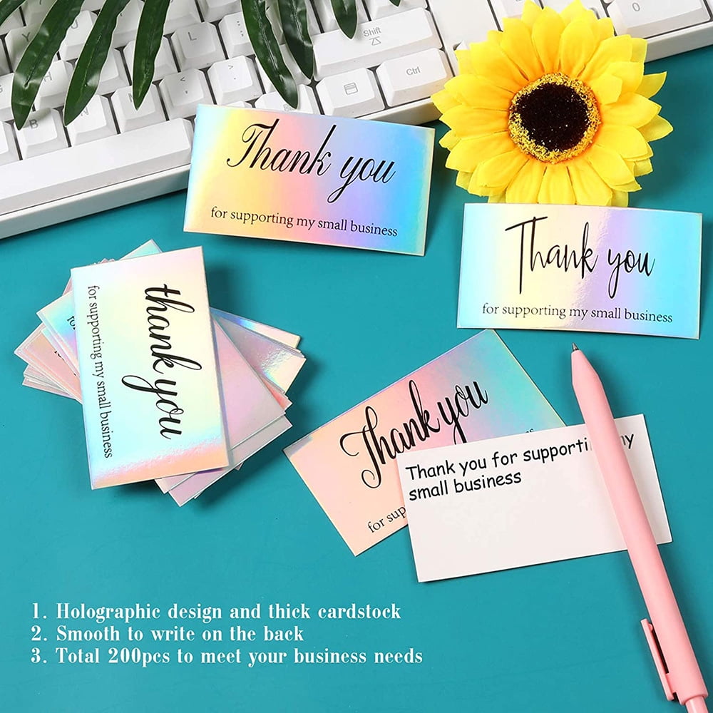 50Pcs Thank You Cards Small Business, Mini A variety of styles Thank You  for Supporting Cards Notes Shopping Holographic Thanks Greeting Cards for  Retail Store Owner Goods Customer 2x3.5 Inch - Walmart.com