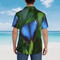 thumbnail image 4 of Fotbe Blue Morpho butterfly Pattern Hawaiian Shirt for Men Unisex Summer Beach Casual Short Sleeve Cotton Linen Button Down Shirts,X-Large, 4 of 7