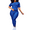 Blue, variant on Akmipoem Women Plus Summer 2 Piece Outfits Textured Gym Workout Sets Tracksuit Crop Top Leggings Sweatsuits
