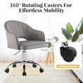 thumbnail image 4 of MOJAY Modern Vanity Chair with Wheels, Mid-Back Cutout Velvet Home Office Chair, Swivel Height-Adjustable Soft Seat Cute Desk Chair with Arm Support ( Grey), 4 of 8