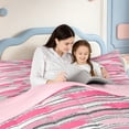 thumbnail image 4 of Erosebridal Line Art Pattern Queen Comforter Set,Minimalist Striped Comforter Sets Queen,Pink Reversible,3 Pieces,1 Comforter and 2 Pillowcases, 4 of 7