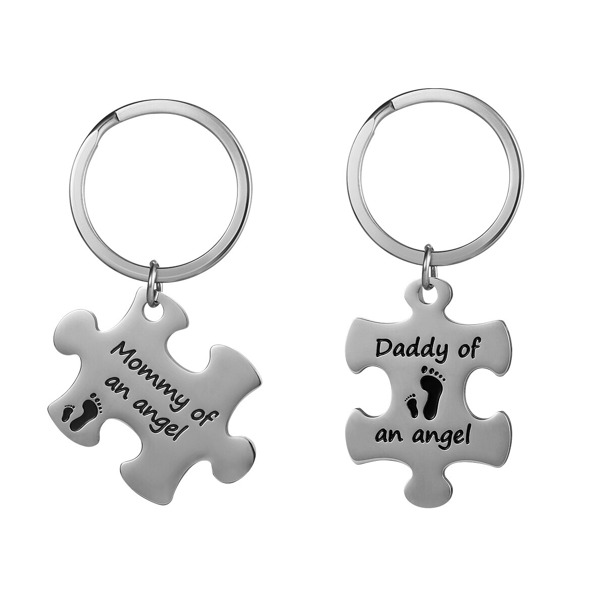 HOMEMAXS 2pcs Mommy Daddy of an Angel Keychain Set Miscarriage Keepsake