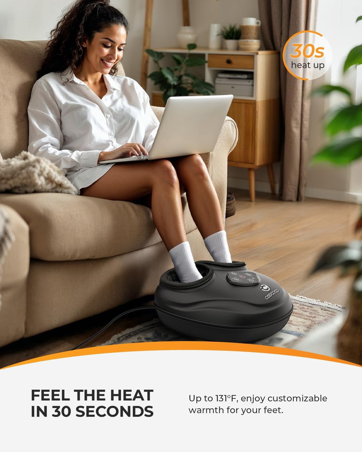 CooCoCo Shiatsu Foot Massager with Heat, Feet Massage Machine with Kneading, Compression for Plantar Fasciitis, Neuropathy Tired Foot Blood Circulation, Gifts for Women Men Mom Dad, Size 14''
